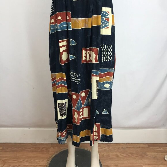 JAVA LAVA - WOMEN'S MEDIUM BLACK ABSTRACT SLEEVELESS ART TO WEAR DRESS - Picture 3 of 7